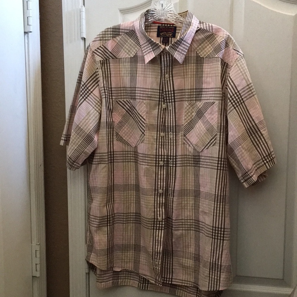 FINAL MARKDOWN SHORT sleeved cremieux premium denim shirt (XL)